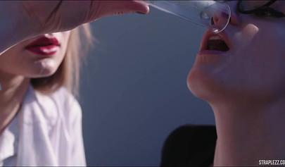 Lesbian puts on a strapon and then drills her girlfriend nice and deep relentlessly