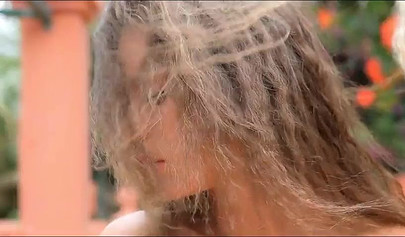 Two skinny teenies with nice titties and fat asses feel each other up in garden