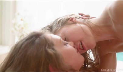 Two babes have some hot lesbian sex and lick each other's wet and dripping pussy