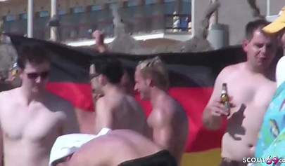 Real MILF German lesbians get caught while having great sex on a public beach