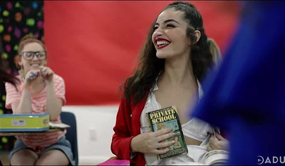 School friends Aidra Fox, Angela White, Emily Willis and Chloe Jones have and orgy