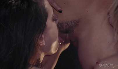 Three gorgeous and kinky babes just can't stop having lesbian threesomes