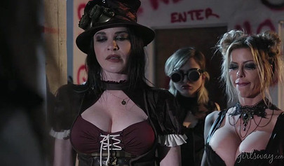 Three gorgeous and kinky babes just can't stop having lesbian threesomes