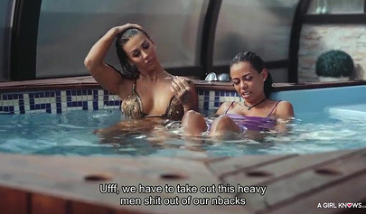 Susy Gala and Canela Skin join one lesbo in the pool for a hot threesome fuck