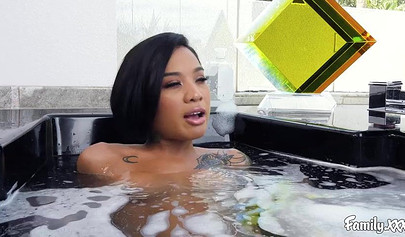 Honey Gold is an ebony babe with a beautiful arm tattoo who is licked by her friend