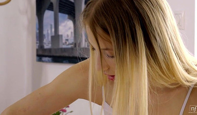 Girl on girl action with two gorgeous blondes after some light and hot massage