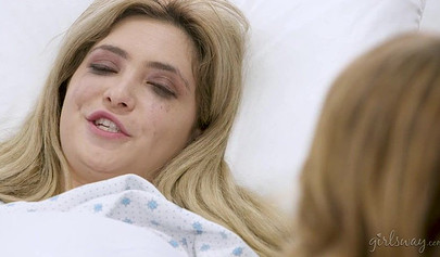 Three horny girls engage in some girl on girl sex on a big and comfortable bed