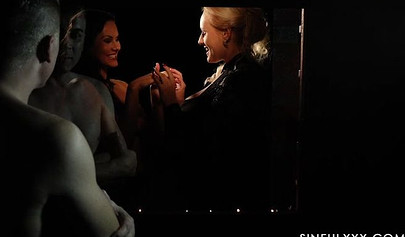 Glamorous ladies suck on each other's titties and then start licking some puss