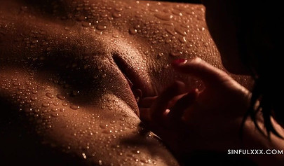 Horny lesbians with wet bodies love spreading legs for each other to enjoy licking