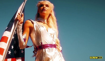 Kinky lesbians from space with slim bodies strip each other to lick their pussies