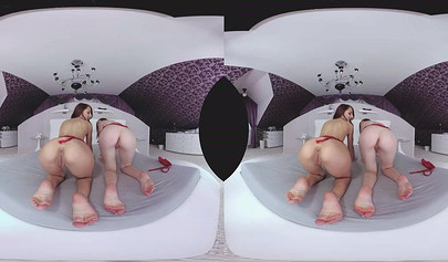 VR video with naughty and kinky lesbian babes teasing and playing with their feet