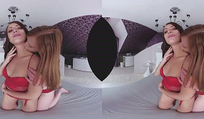VR video with naughty and kinky lesbian babes teasing and playing with their feet