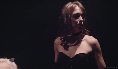 Cute and petite blonde tied up by a horny brunette lesbian to be used and fucked