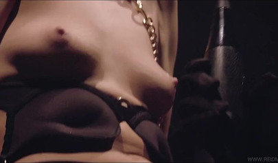 Cute and petite blonde tied up by a horny brunette lesbian to be used and fucked