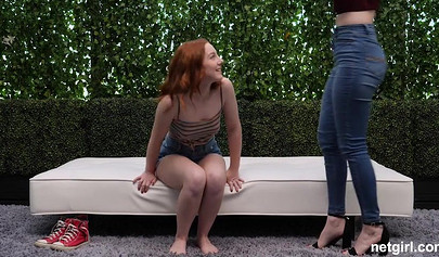 Two lesbian cuties play in the outdoors but this encounter turns into threesome