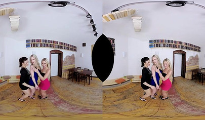 VR video with naughty lesbians taking turns licking each other off passionately