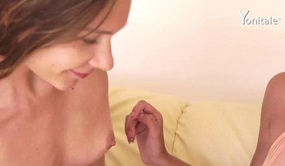 Skinny young chicks experiment with sex toys and enjoy having sensual lesbian sex