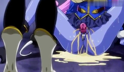 Blonde hentai lesbian and blue alien chick play with each other while being railed