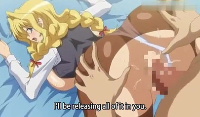 Blonde hentai lesbian and blue alien chick play with each other while being railed