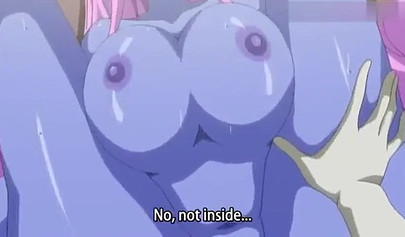 Blonde hentai lesbian and blue alien chick play with each other while being railed