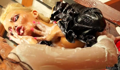 Dominant blonde lesbian in classy outfit fucks a kinky redhead with a strapon