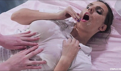 Nurses play around with each other's bodies but focus on the feet for most part