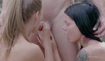 Two Young Girls Fuck Lucky Guy