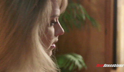 Beautiful blonde lesbians in erotic lingerie have passionate sex and use sex toys