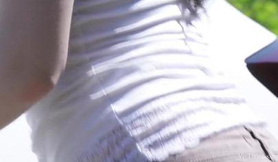 Two chicks make love in some girl on girl action in public and they love it