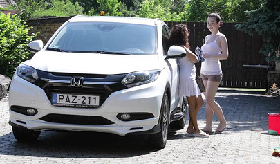 Two chicks make love in some girl on girl action in public and they love it