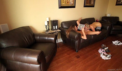 Brunette chick goes down on her friend in POV as we watch her lick her pussy