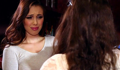 Classy brunette lesbian seduces a girl into naughty licking and hot face sitting