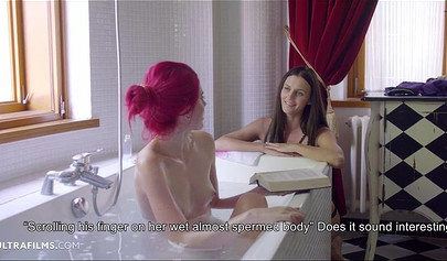 Great pussy sucking in the bathroom with attractive pair of lesbian chicks