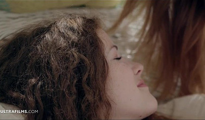 Skinny white girl with curly hair gets her tight pussy eaten out by her lover