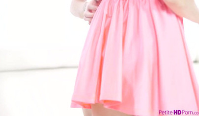 Skinny blonde with tiny tits loves having both holes pleased by a naughty lesbian