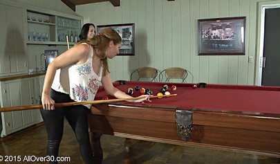 Pool table can sometimes serve as a tool for some great and hot lesbian sex