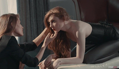 Glamourous strapon fuck with redhead ladies