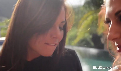 Pretty lesbians lick juicy pussies on the table