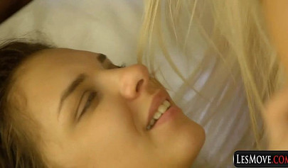 Hot tribbing scenes with horny lesbian beauties