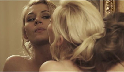 Gentle sex near the mirror after a romantic dinner