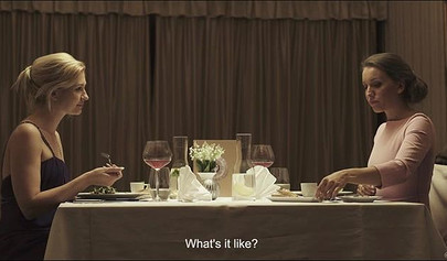 Gentle sex near the mirror after a romantic dinner