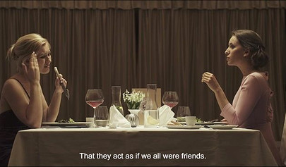 Gentle sex near the mirror after a romantic dinner