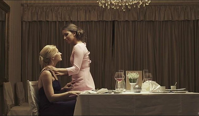 Gentle sex near the mirror after a romantic dinner