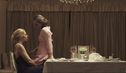 Gentle sex near the mirror after a romantic dinner