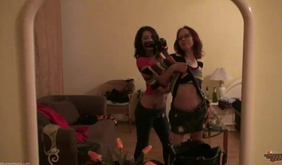 Great lesbian action in front of a mirror