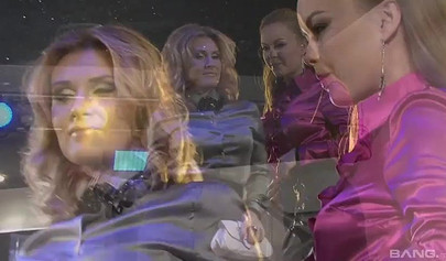 Slutty whore in silk blouse has fun with her girlfriend