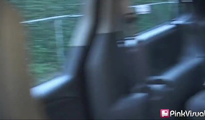 Lustful blondes have lesbian strap-on sex in a car