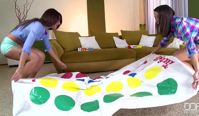 Horny teens play twister and enjoy foot fetish