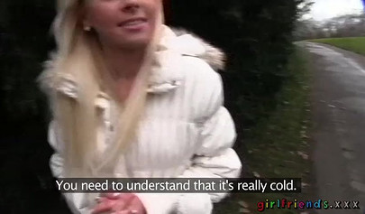 Beautiful blonde agrees to have lesbian sex for money