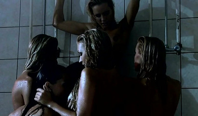 Lesbians get really wet in the shower and lick up on each other's pretty skin